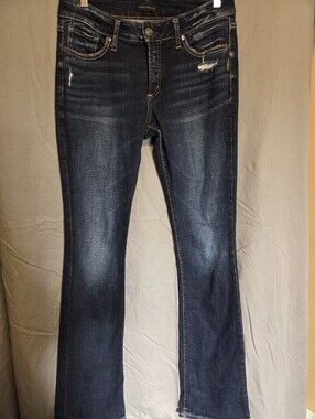 Silver Dark Blue Women's Stretch Bootcut Jeans